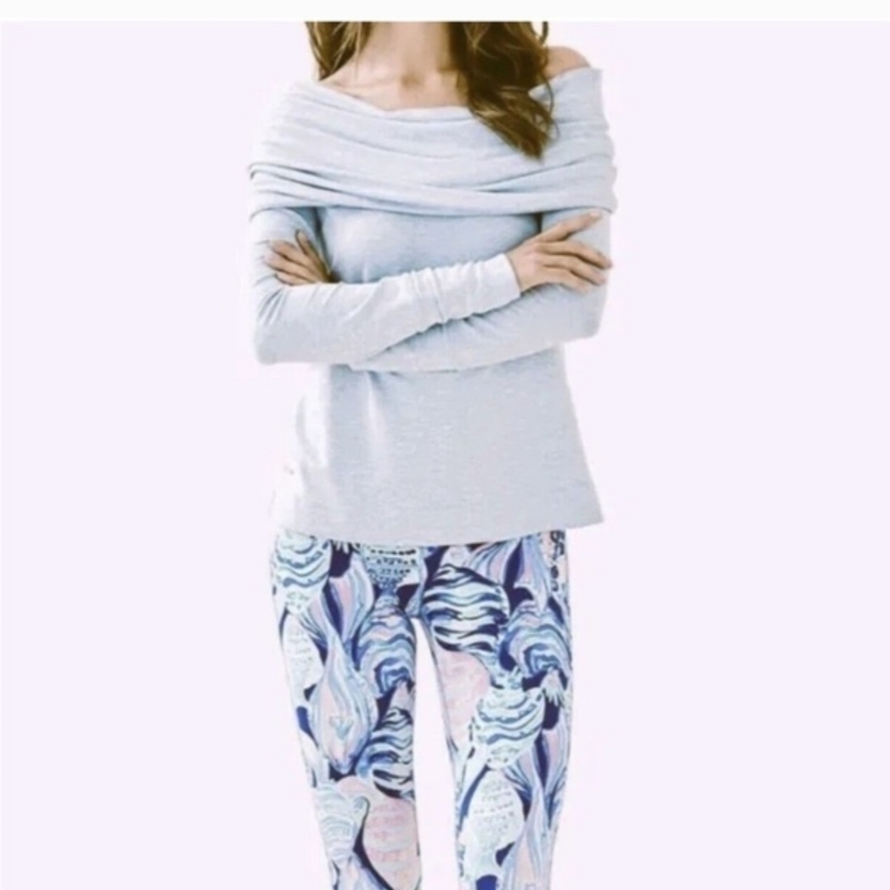 Lilly Pulitzer Belinda Sweater Heathered GRAY Long Sleeve Top, Small MSRP $108